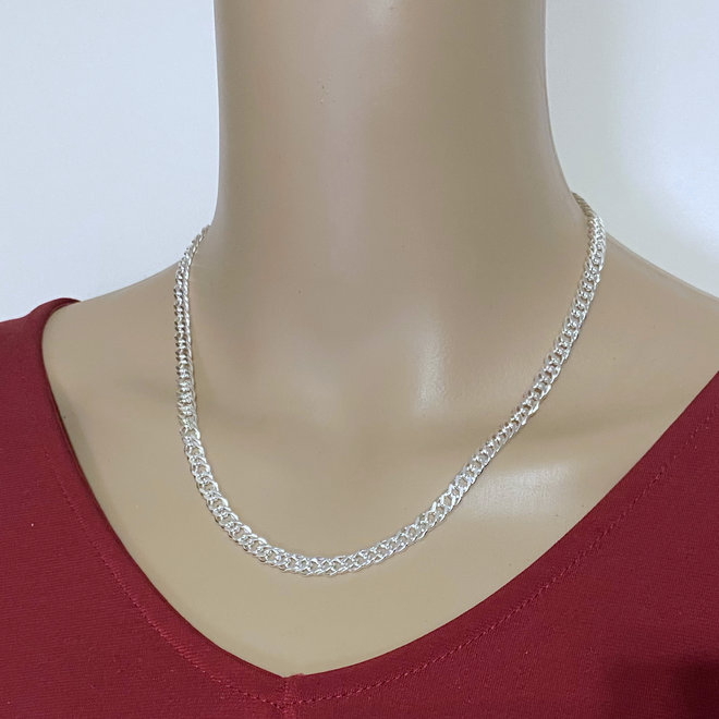 Zilveren 45 cm dubbele gourmet schakel ketting 5.6mm breed