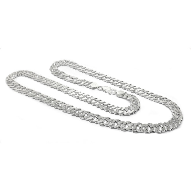 Zilveren 55 cm dubbele gourmet schakel ketting 8.7 mm breed