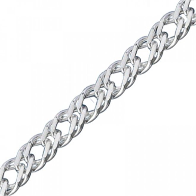 Zilveren 50 cm dubbele gourmet schakel ketting 6.7 mm breed