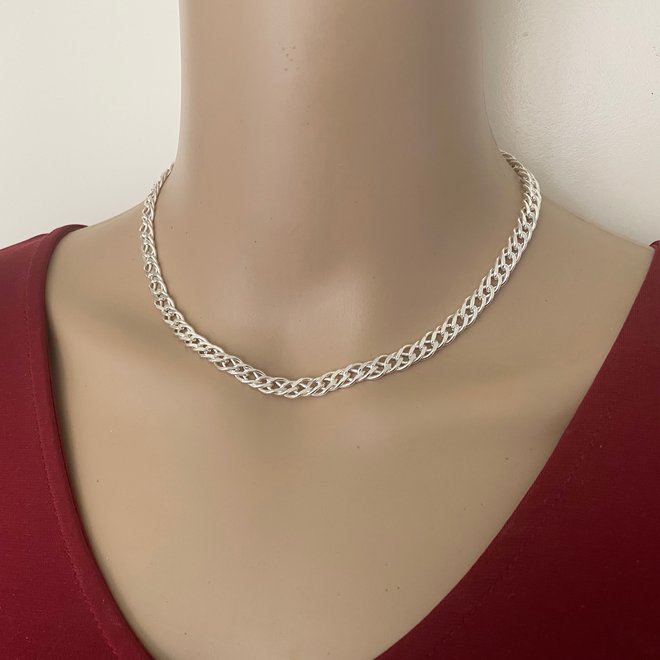 Zilveren 40 cm dubbele gourmet schakel ketting 6.7 mm breed