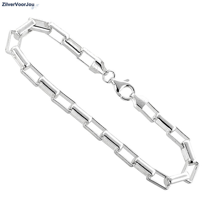 Zilveren long box schakel armband 18 cm