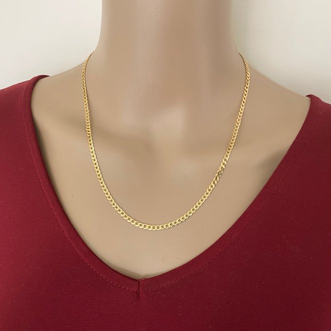 Gold plated 925 zilveren  gourmet ketting  3 mm