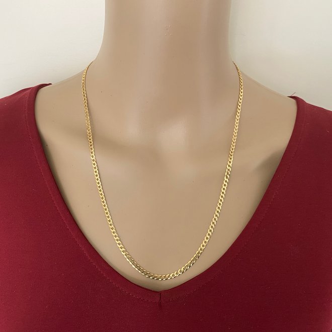 Gold plated 925 zilveren  gourmet ketting  3 mm