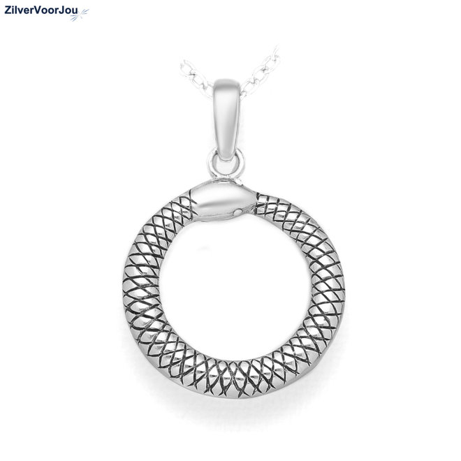 Zilveren ouroboros slang kettinghanger
