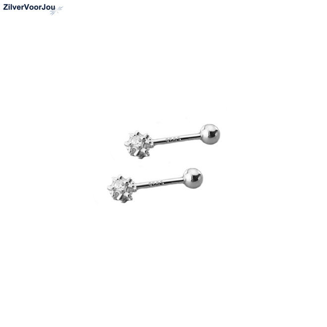 Zilveren bling bal piercing