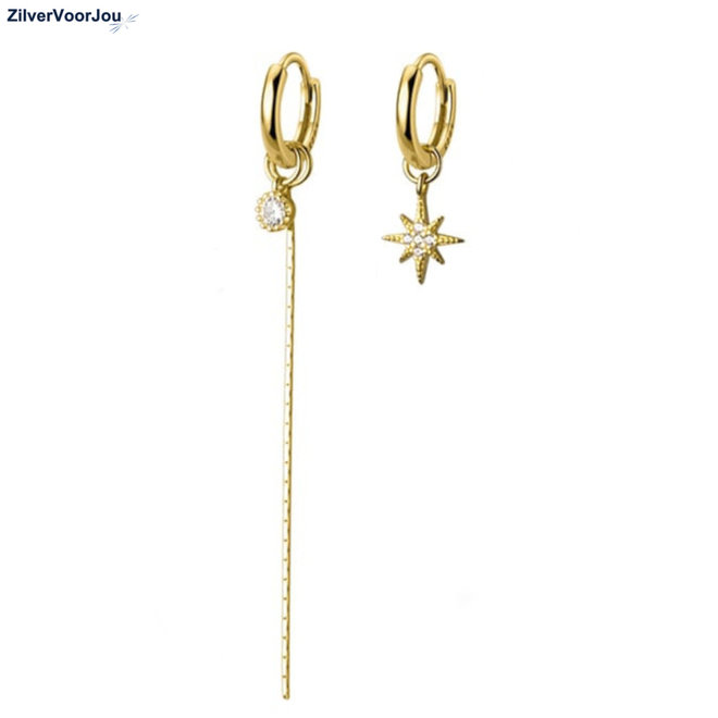Gold plated 925 zilver star bar huggie hoops