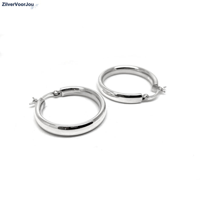 Zilveren scharnier oorringen 30 mm 3 5 mm ovale buis