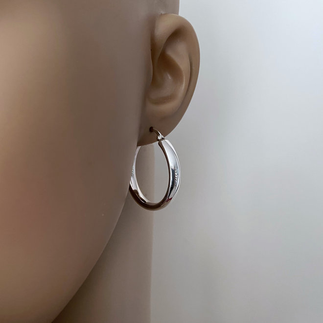 Zilveren scharnier oorringen 30 mm 3 5 mm ovale buis