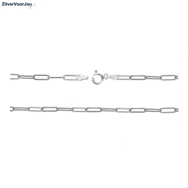 Zilveren paperclip schakel ketting 45 cm 2 mm