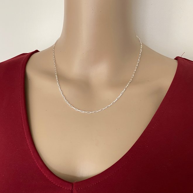 Zilveren paperclip schakel ketting 45 cm 2 mm