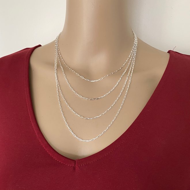 Zilveren paperclip schakel ketting 45 cm 2 mm