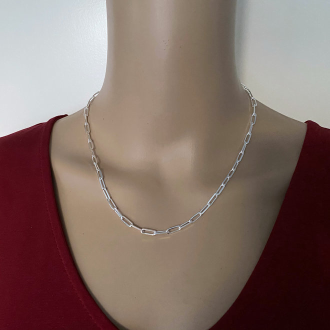 Zilveren paperclip schakel ketting 45 cm 3.5mm