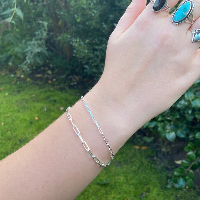 Zilveren paperclip schakel armband 2.2mm breed