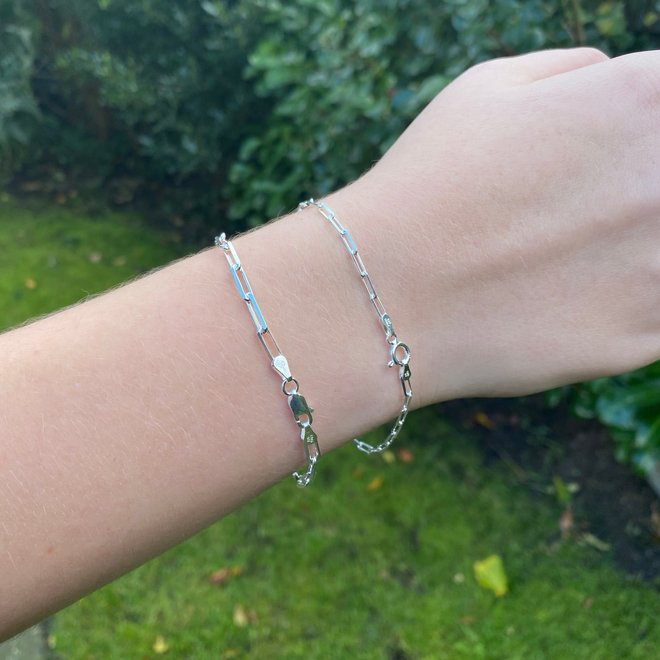 Zilveren paperclip schakel armband 3.5 mm