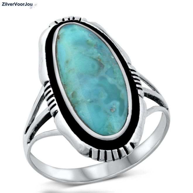 Zilveren turquoise ring