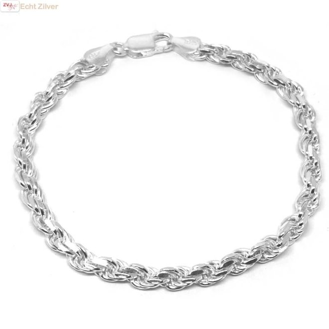 Zilveren rope schakel armband 18 cm 5 mm breed