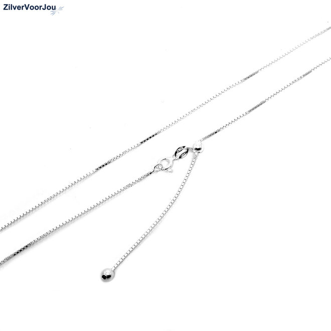 Zilveren box ketting verstelbaar 50 cm