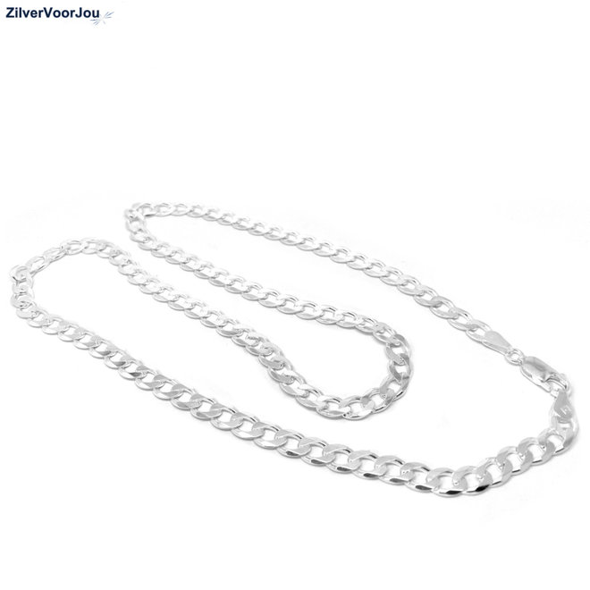 Zilveren platte gourmet ketting 45cm 6mm breed
