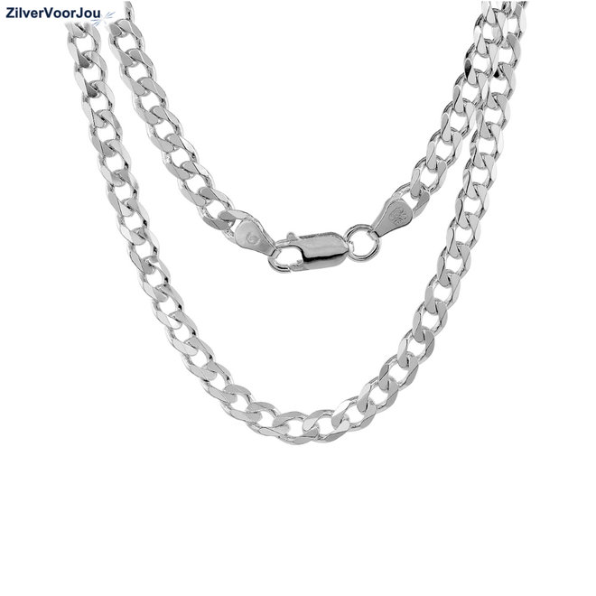 Zilveren platte gourmet ketting 45cm 6mm
