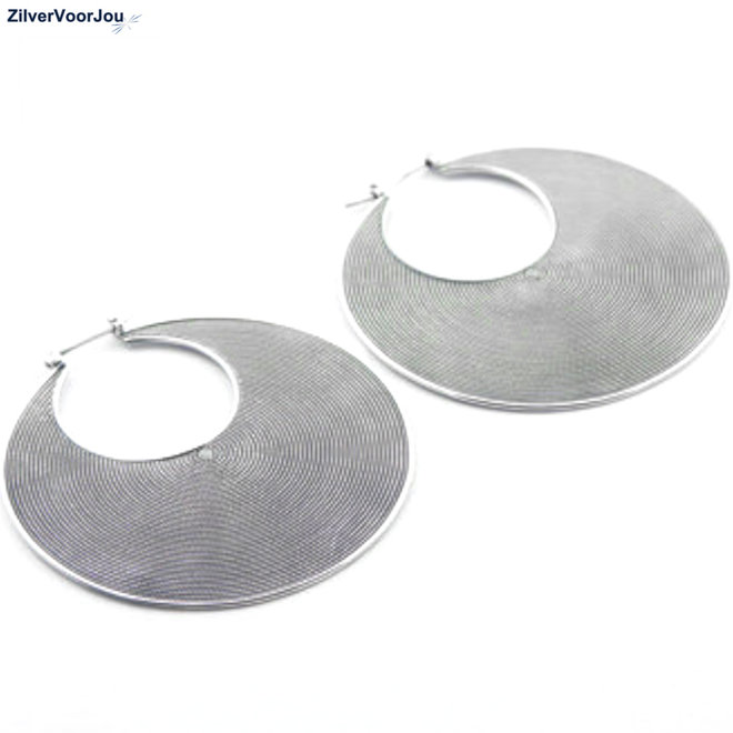 Zilveren grote Balinese oorringen 50 mm