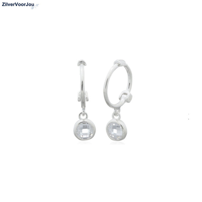 Zilveren mini huggie hoops white zirkoon