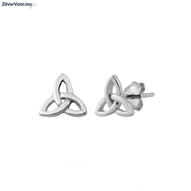 Zilveren Keltische trinity knot oorstekers