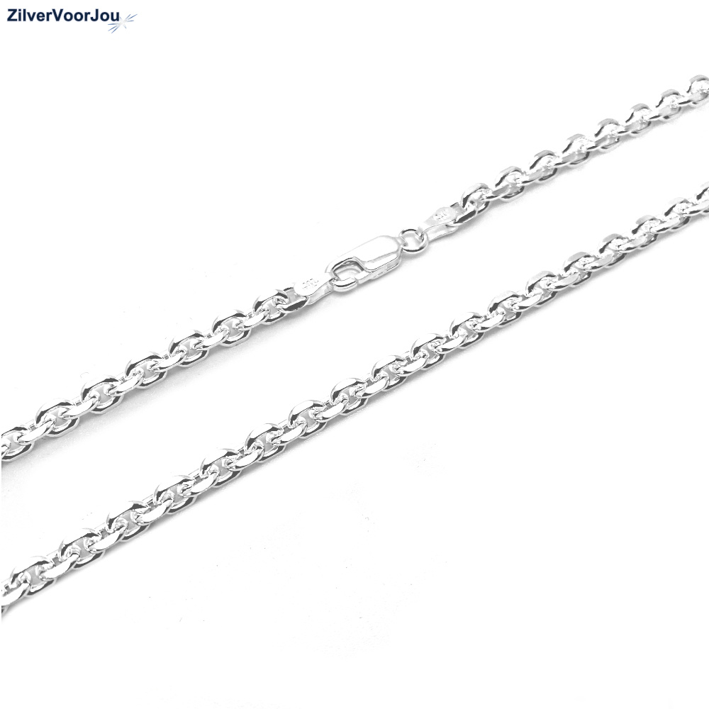 stroom Gedateerd opstelling Zilveren anker ketting 50 cm en 4 mm breed - ZilverVoorJou