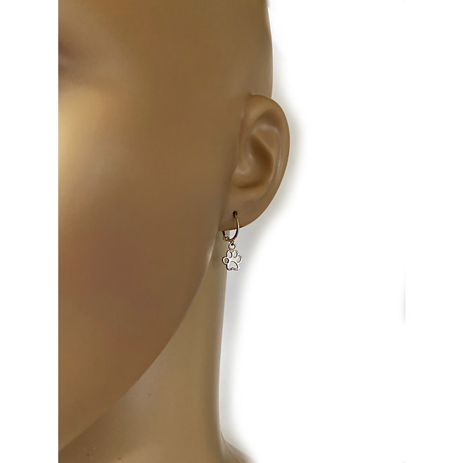 Zilveren kleine huggie pootafdruk oorringetjes