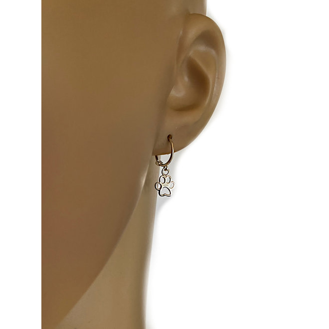 Zilveren kleine huggie pootafdruk oorringetjes