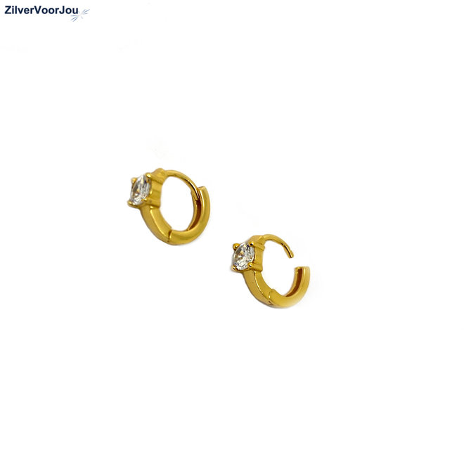 Gold plated zilveren mini huggie star oorringen gold plated