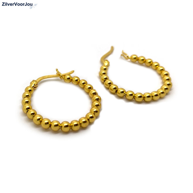 Gold plated bal oorringen 25 mm