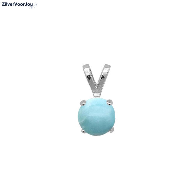 Zilveren ronde blauwe larimar hanger