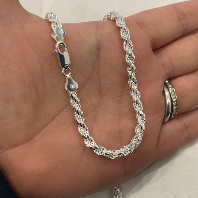 Zilveren rope ketting 60 cm 5 mm breed