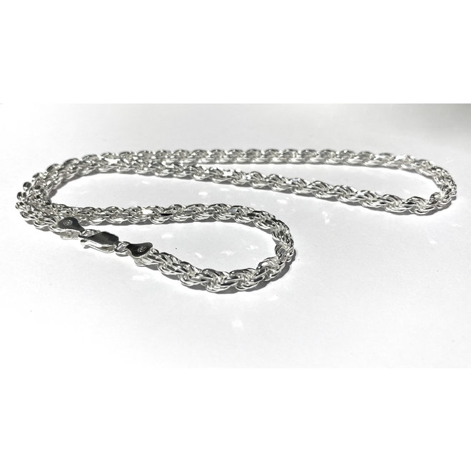 Zilveren rope ketting 60 cm 5 mm breed