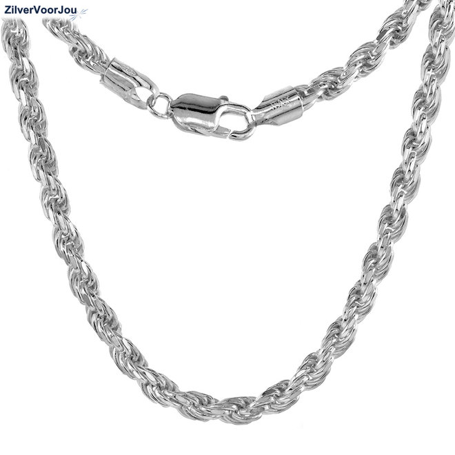 Zilveren rope ketting 60 cm 5 mm breed