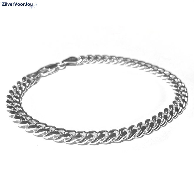 Zilveren gourmet schakelarmband 5 mm breed