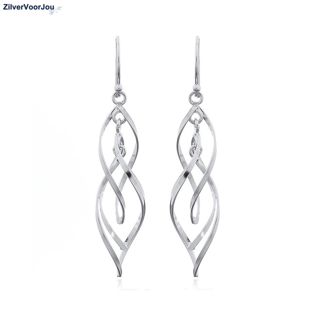 Zilveren twist en swirl oorhangers