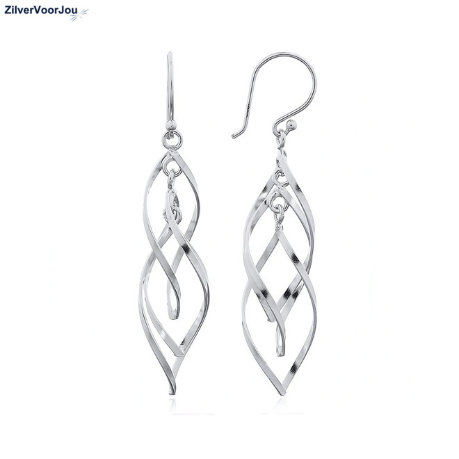 Zilveren twist en swirl oorbellen