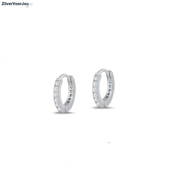 Zilveren mini huggie hoops pave CZ 10 mm