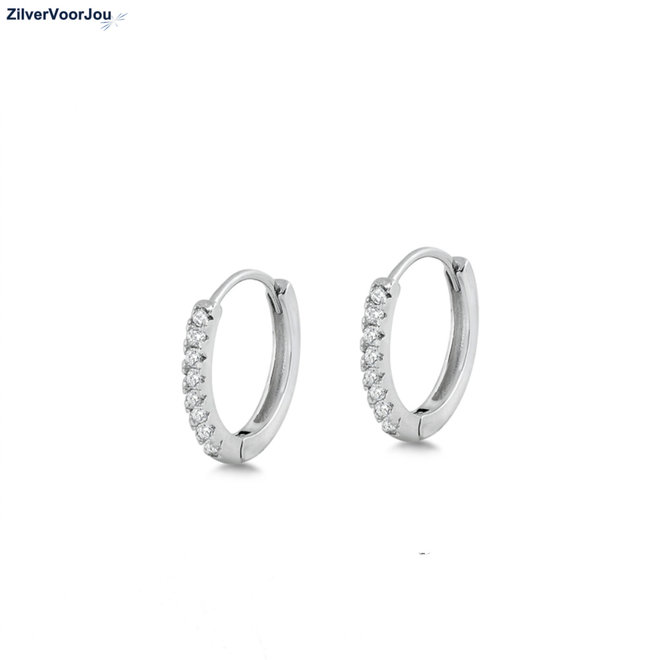 Zilveren huggie hoops pave CZ