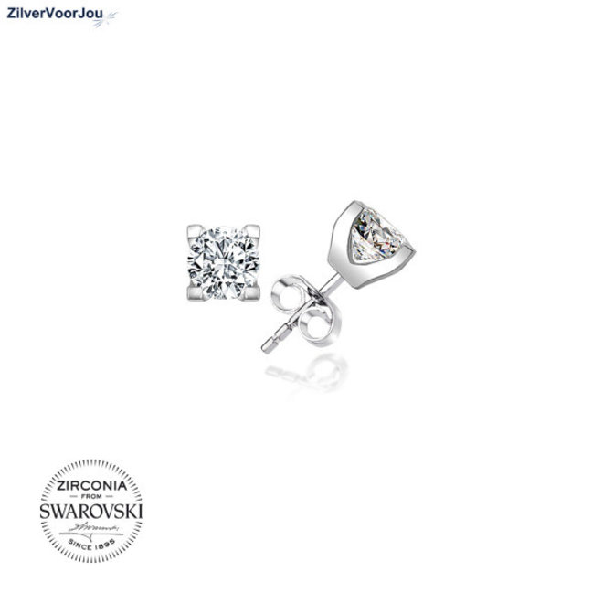 Zilveren Swarovski zirconia solitaire studs