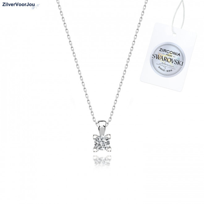 Zilveren Swarovski Zirconia ketting