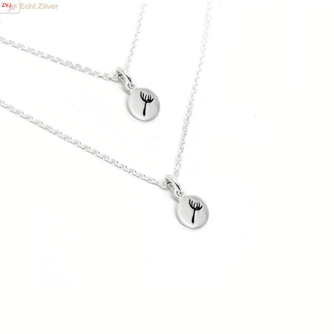 Zilveren mini dandelion ketting