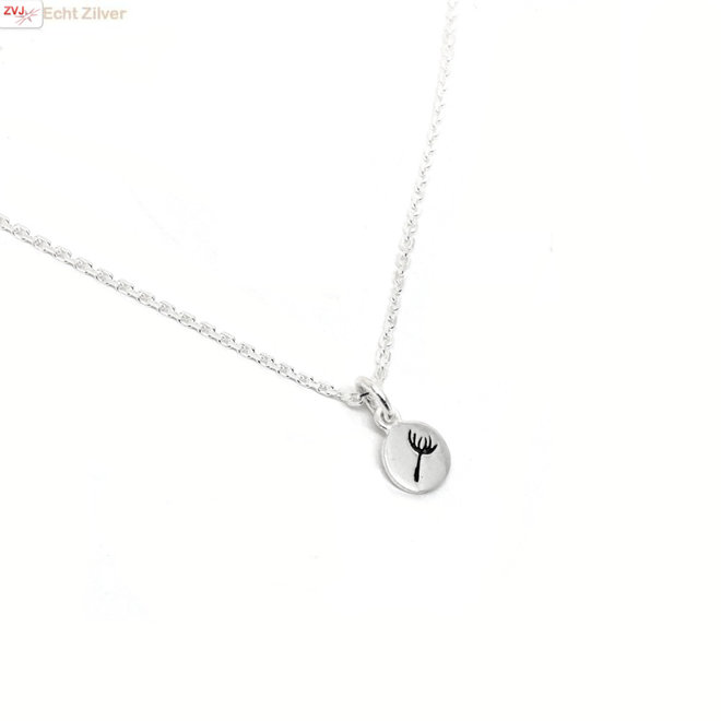 Zilveren mini dandelion ketting