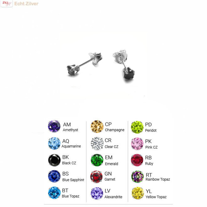 Zilveren mini oorstekers 3 mm zirkoon