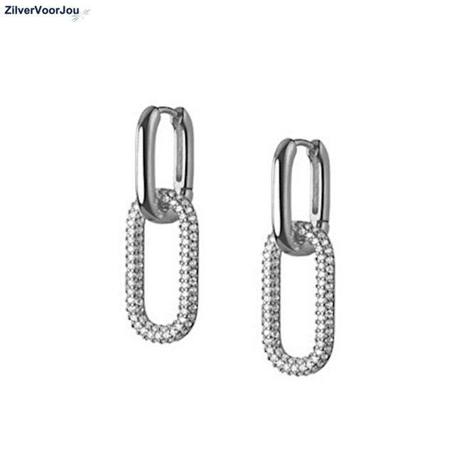 Zilveren luxe cubic zirkonia huggie hoops