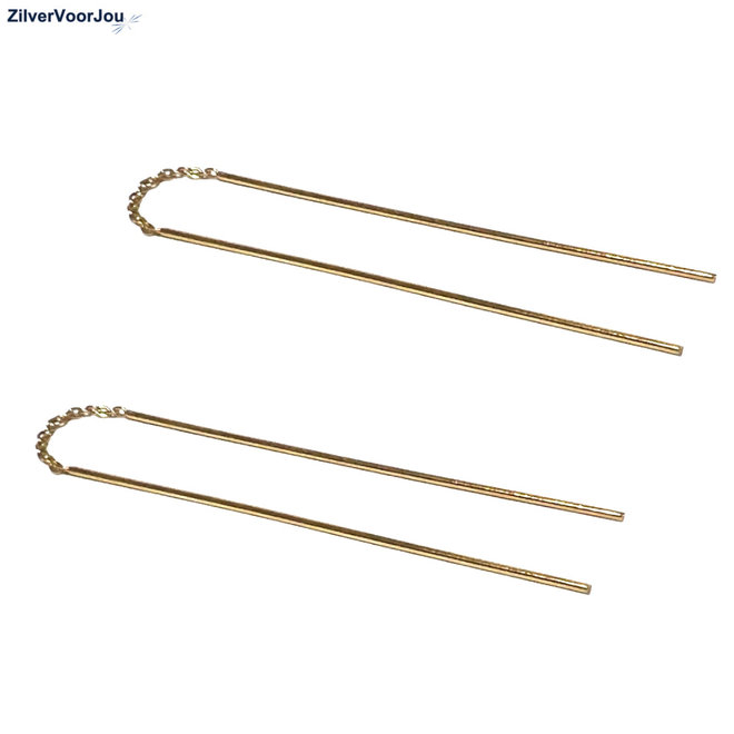 Gold plated 925 zilveren doorhaaloorbellen staaf
