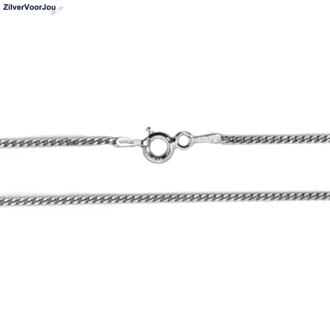 Zilveren gourmet ketting Rhodium 40 cm 1.5mm