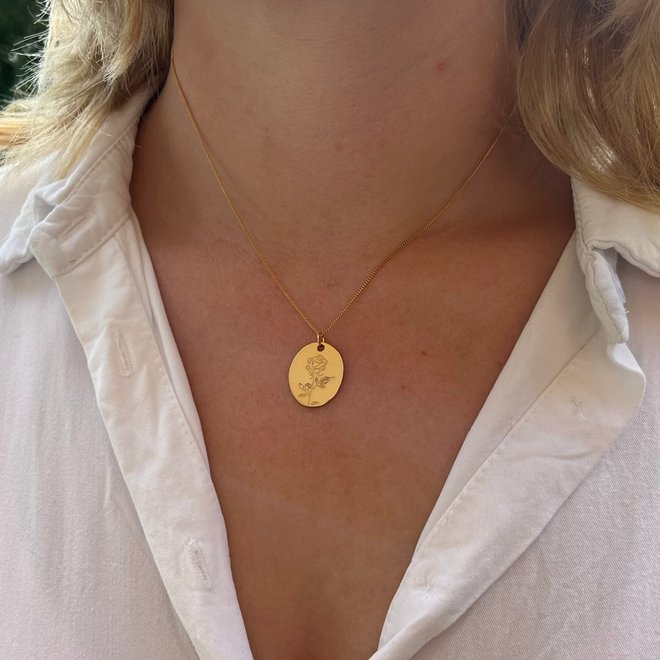 Gold plated zilveren roos munt ketting