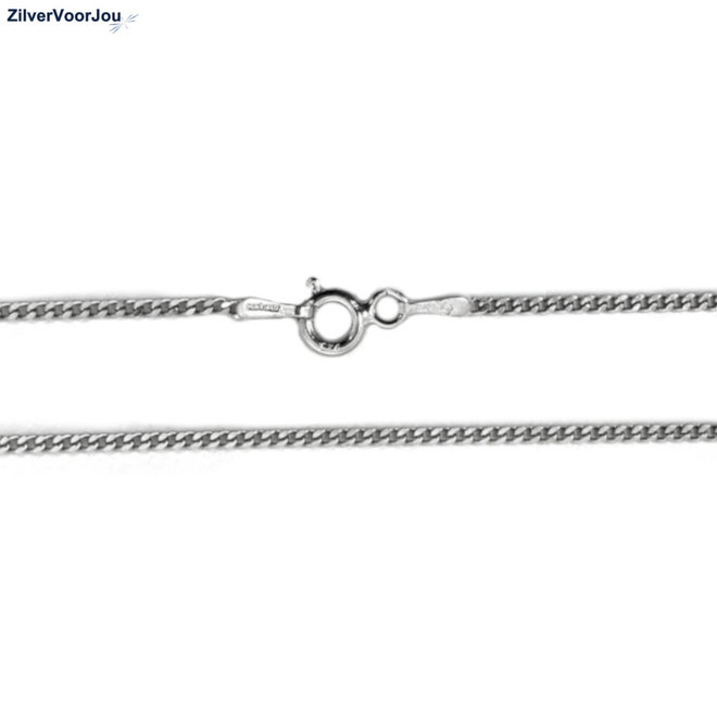 Zilveren gourmet ketting rhodium 40 cm 1.7 mm